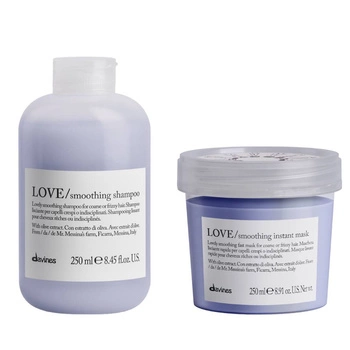 Davines Love Smooth, zestaw wygładzający: Szampon 250 ml + maska 250 ml